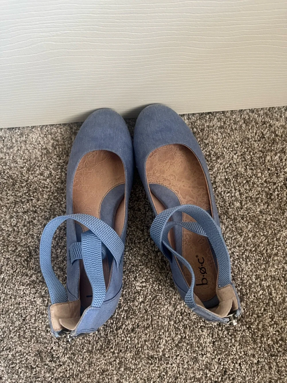 b.o.c. Women's Light Blue Crisscross Strap Ballet Flats